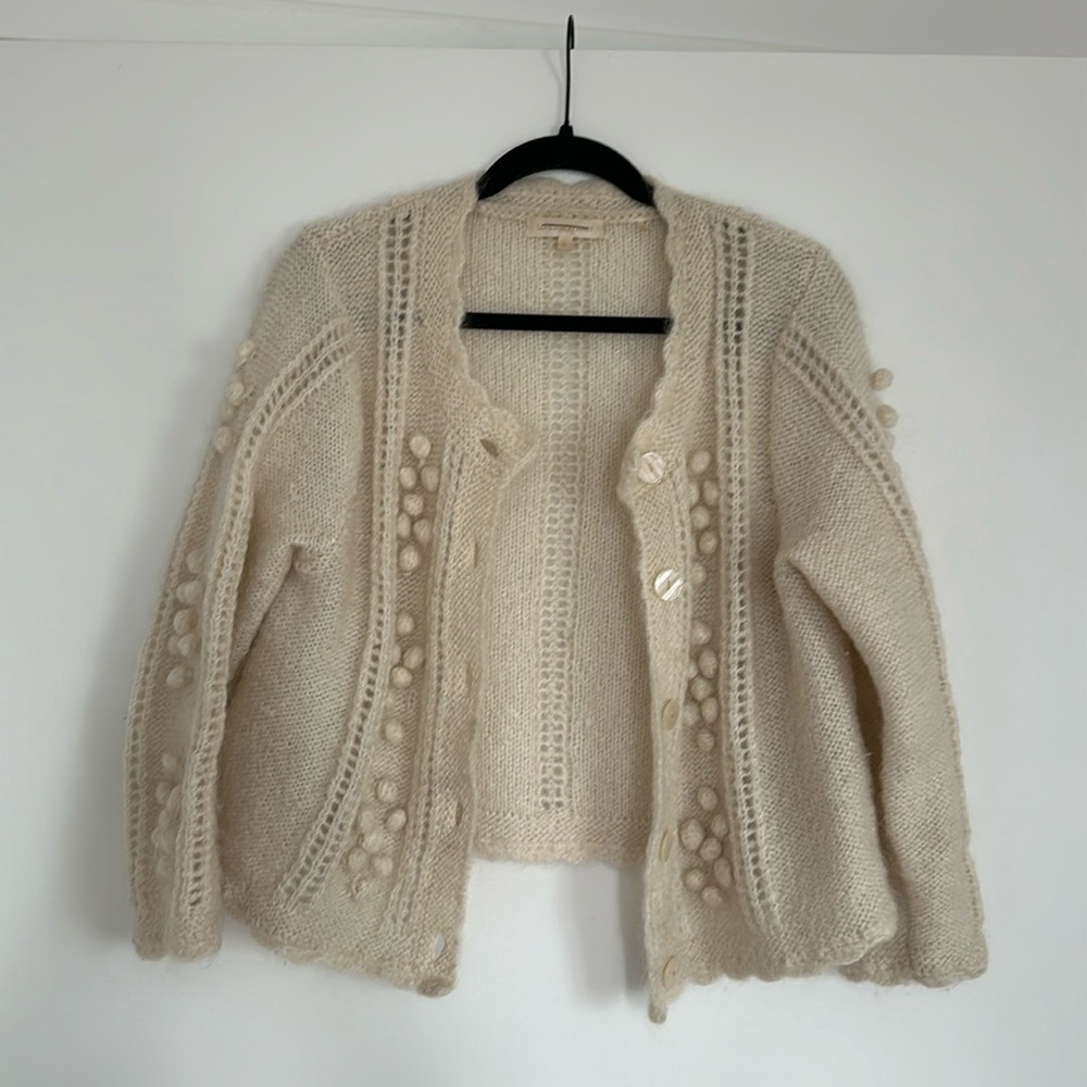 LoveShackFancy Cream Cardigan Sweater